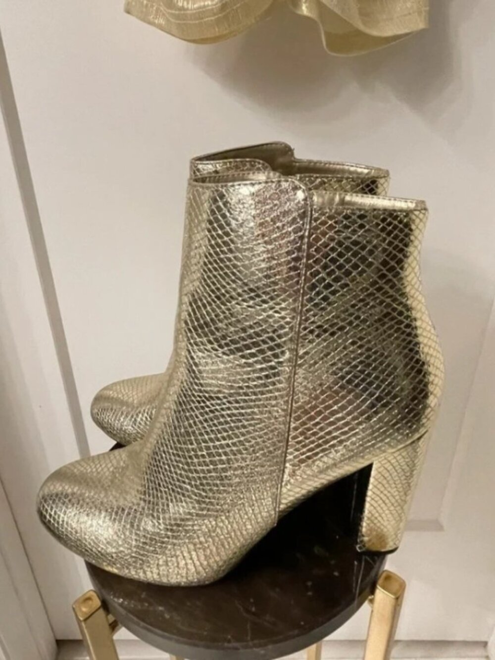 Bamboo Ankle Boots/ Gold Booties "Living" Size 8.5